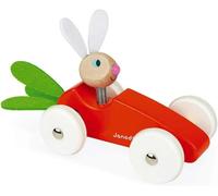 Janod Wooden Car Toy (Orange/Green) | Push-Along Vehicle J08247