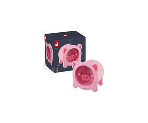 Janod - Wooden Children?s Piggy Bank 5.9 inch - See-Through Side and Magnetic Opening - Children's Room Decoration - Suitable for Ages 3 and Up,