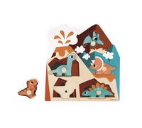 Janod - Wooden Dino Sound Puzzle - 5 Pieces that Trigger Dinosaur Sounds - Develops Motor Skills and Hearing - Ages 18 months and up