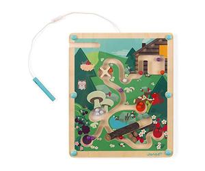 Janod - Wooden Forest Magnetic Ball Labyrinth - Develops Fine Motor Skills and Concentration - Dimensions: 8,3 inch X 9.8 inch - Fsc-Certified - Suitable for Ages 2 and Up, J05311,White