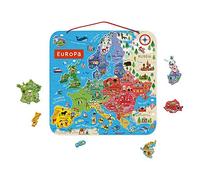 Janod - Wooden Magnetic Map of Europe Puzzle - 40 Magnetic Parts - 45 x 45 cm - Italian version - Educational game for children aged 7 and over - J05475