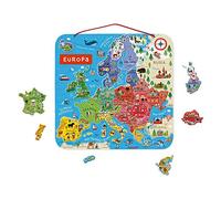 Janod - Wooden Magnetic Map of Europe Puzzle - 40 Magnetic Parts - 45 x 45 cm - Spanish Version - Educational game for children aged 7 and over - J05474