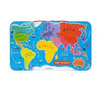 Janod J05504 Wooden Magnetic World Map Puzzle 92 pieces, English Version