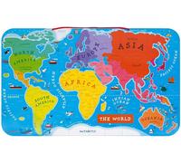 Janod J05504 Wooden Magnetic World Map Puzzle 92 pieces, English Version