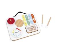 Janod - Wooden Musical Table for Babies and Toddlers with 5 Activities + 1 Bead Box + 2 Drumsticks - Kids Musical Instrument - Pretend Play and Musical Awakening Toy - From 12 Months