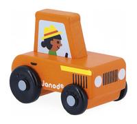 Janod Wooden Orange Tractor Montessori Toy Cross Roads Kids
