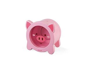 Janod - Wooden Piggy Money Box - Transparent Front and Magnetic Opening - Children's Room Decoration - Ages 3+, J04653