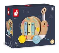 Janod Wooden Pull-Along Musical Snail Tambourine and Xylophone