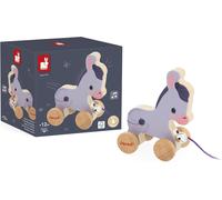 JANOD WOODEN PULL ALONG WALKING DONKEY WITH BELL BRAND NEW IN BOX 12M+