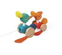 Janod - Zigolos Wooden Pull-Along Ducks - FSC Certified Pull-Along Toddler Toy - For children from the Age of 1, J08211, Multicolored