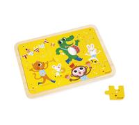 Janod - Wooden Puzzle 24 Pieces Children from 4 years - Model included + 5 Errors Game on the Board - Develops Concentration and Observation - FSC Product - J07125, Yellow