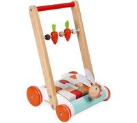 JANOD WOODEN RABBIT BLOCK CART PUSH ALONG WALKER 19 PIECES BRAND NEW IN BOX 1+