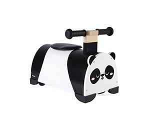 Janod - Wooden Ride-On Panda - 360° steering - Develops Balance - Storage box included- Suitable for children from the age of 1 - J08052