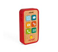 Janod - Wooden Sound Telephone for Children - Pretend Play Toy - For children from the Age of 18 Months, J05334, Red