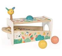 Janod Tap Tap Xylo Pure 2-in-1 Baby Musical Instrument - Awakening and Educational Game - Wooden Toy with 3 Balls + Hammer + Xylophone - From 12 Months Old, J05155