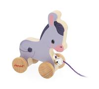 Janod - Wooden Walking Donkey with Tinkerbell - Pull and Push Toy - Motor Skills and Imagination Training - 50cm string suitable for little hands - FSC Certified - From 12 months, J03323