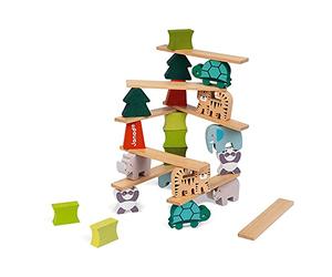 Janod, WWF Wooden Balancing Animals, 28 Pieces, Ages 2+ | Stacking and Storytelling Game, FSC Beech Wood, Water-Based Paint, Fine Motor Skills, Concentration and Dexterity