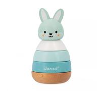 Janod, WWF Wooden Rabbit Stacker, 4 Pieces, 12 Months+ | Early Learning Stacking Toy, Different Sizes and Colours, Wooden Rod on Elastic, Fine Motor Skills and Dexterity
