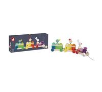 Janod - Zigolos Giant Multicoloured Wooden Train - 2-In-1 Early Learning Pull-Along Toy - Motor Skills Training - Water-Based Paint - Fsc Certified - from 1 Year Old, J08202
