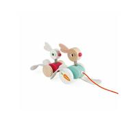 Janod Zigolos Pull-Along Rabbits?Crafted Wooden Toy?1 to 3 years - Plush Soft Toy