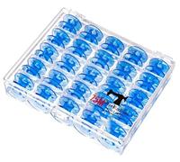 Janome Blue Bobbins with 75 Million Machine Logo and Storage Case (25 Blue Bobbins)