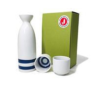 Janome Mino-Yaki Sake Set, 8 oz Bottle & 2 Cups, Tokkuri & Ochoko, Traditional Japanese Ware