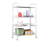 Janoon 3/4 Tier Slim Kitchen Food Storage Trolley Cart Rack Tray Shelf Rolling with Wheels by Crystals® (4 Tier Trolley)