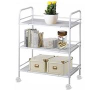 Janoon 3/4 Tier Slim Kitchen Food Storage Trolley Cart Rack Tray Shelf Rolling with Wheels by Crystals (3 Tier Trolley)