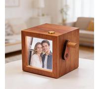 JANORS Personalised Hand Crank Photo Flip Box with Light- Custom Mini Flip Book Frame for Pictures, Creative Home Decor Gift for Couples, Family, Valentine’s Day, Mother’s/Father’s Day