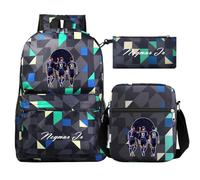 JanQio Teen Football Star Classic Backpack 3pcs Set Student Schoolbag+Shoulder Bag+Pencil Case Lightweight Rucksack for Kids