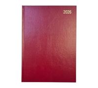 Janrax 2026 A4 2 Pages Per Day Burgundy Desk Diary