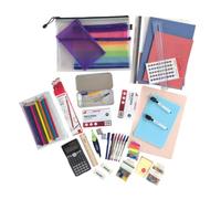 Janrax 46 Piece Complete School Stationery Set, Student Supplies Kit with Pencil Cases, Exercise Books, Calculator & Study Essentials
