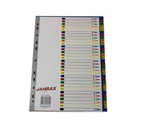 Janrax A4 31 Part Polypropylene Dividers with Reinforced Index Cover - Multicolour Tab File Separators, 120 Micron Tear Resistant Subject Dividers for Ring Binders & Lever Arch Files
