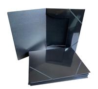 Janrax A4 Black Laminated Card 3 Flap Folder with Elastic Closure
