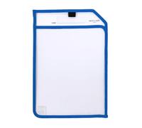 Janrax A4 Dry Erase Pocket Sleeve Blue Edge - Reusable Write and Wipe Pocket for Classroom, School & Office - Clear Document Holder for Worksheets, Learning Activities & Teaching Supplies