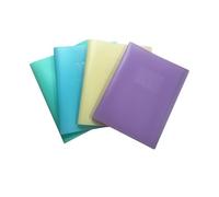 Janrax A4 Flexicover Display Book Pack of 4 - Assorted Pastel Colours (Blue, Green, Yellow & Purple) - 20 Pockets - for Office Project Presentation, School and University Assignment.