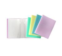 Janrax A4 Flexicover Display Book Pack of 4 - Assorted Pastel Colours (Blue, Green, Yellow & Purple) - 20 Pockets, 400 Micron Cover, Copy Safe & Acid Free