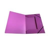 Janrax A4 Purple Laminated Card 3 Flap Folder With Elastic Closure