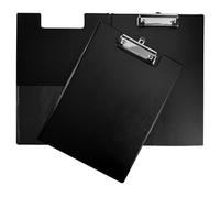 Janrax Black Foldover Clipboard - A4 Folding Clipboard with Front Cover, Inside Pocket & Hanging Hook