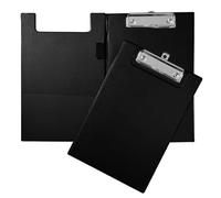 Janrax Black Foldover Clipboard - A5 Folding Clipboard with Front Cover, Inside Pocket & Hanging Hook