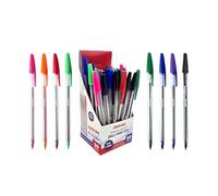 Janrax Box of 50 Assorted Ballpoint Pens - Smooth-Flow Ink, 1mm Medium Tip for Office, School - Everyday Writing