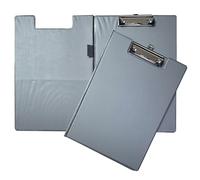 Janrax Grey Foldover Clipboard - A4 Folding Clipboard with Front Cover, Inside Pocket & Hanging Hook