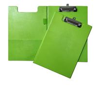 Janrax Neon Green Foldover Clipboard - A4 Folding Clipboard with Front Cover, Inside Pocket & Hanging Hook