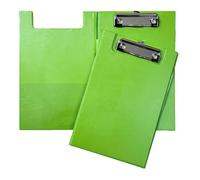 Janrax Neon Green Foldover Clipboard - A5 Folding Clipboard with Front Cover, Inside Pocket & Hanging Hook