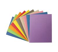 Janrax Pack of 10 9x7 Assorted 80 Page Feint Ruled with Margin Exercise Books WF Paper with 225gsm Manilla Cover