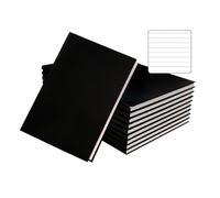 Janrax Pack of 10 A4 160 Pages 8mm Ruled Charcoal Black Casebound Notebooks