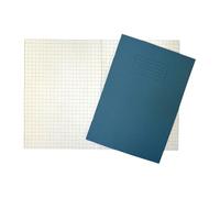 Janrax Pack of 10 A4 Blue 80 Page 10mm Squared Paper Exercise Books WF Paper with 225gsm Manilla Cover