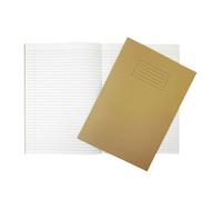 Janrax Pack of 10 A4 Buff 80 Page Feint Ruled with Margin Exercise Books WF Paper with 225gsm Manilla Cover