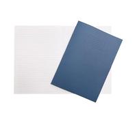 Janrax Pack of 10 A4+ Dark Blue 48 Page Feint Ruled and Margin Exercise Books WF Paper with 225gsm Manilla Cover 240x340mm Workbook