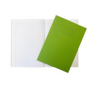 Janrax Pack of 10 A4 Green 80 Page Feint Ruled with Margin Exercise Books WF Paper with 225gsm Manilla Cover
